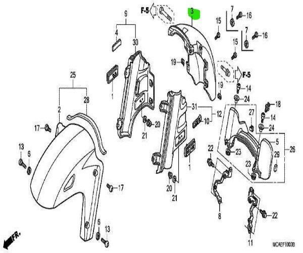ホンダ 純正 GL1800 フロントフェンダー R345C HONDA GL1800 FENDER 61103-MCA-A80ZX ♥ Genuine JDM メーカー純正品