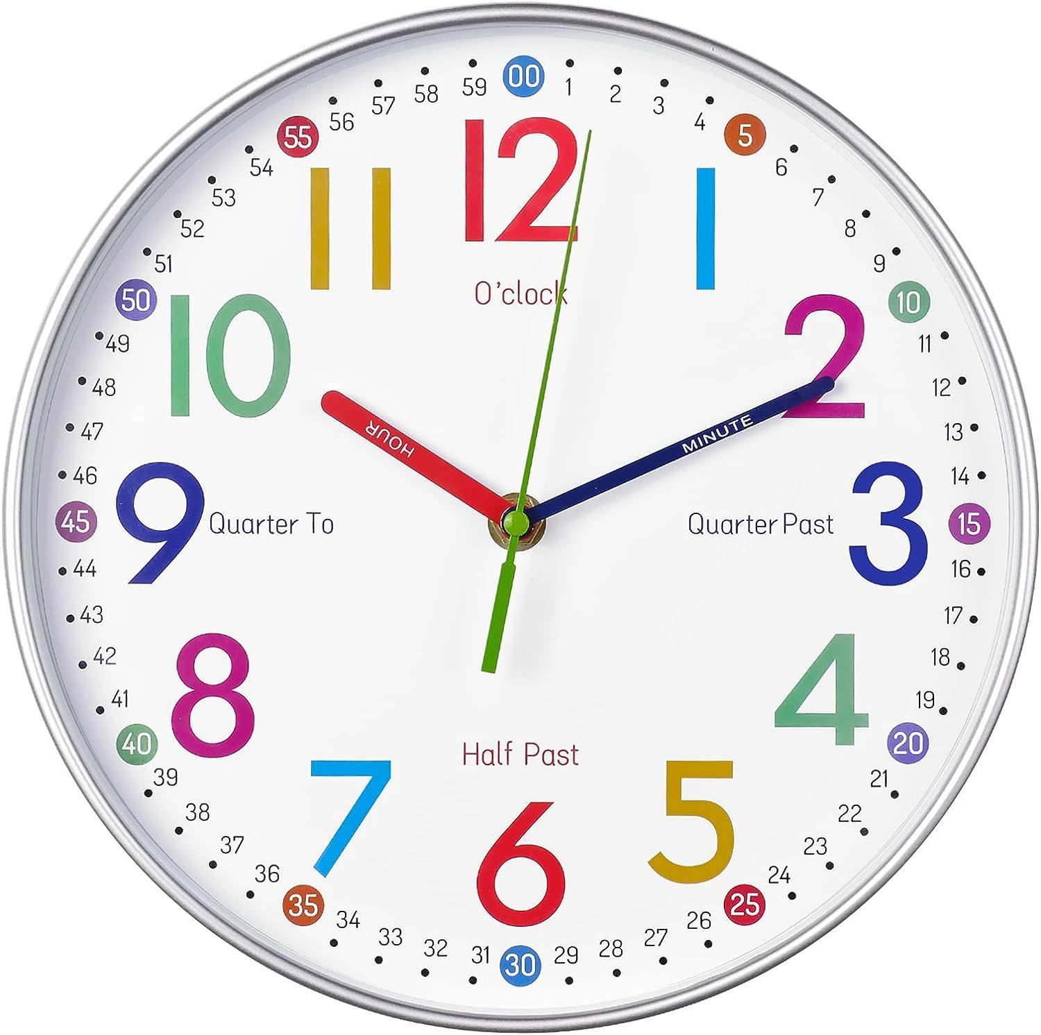 匿名配送 新品】知育時計 壁掛け時計 子供 12時間表示 掛け時計 補助