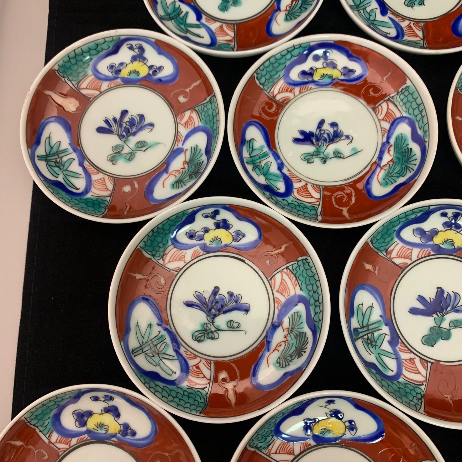 古伊万里　赤絵　松竹梅図　平皿　アンティーク 古伊万里赤絵松竹梅鳥図小皿1枚 - Antique Art Nozomi 古美術