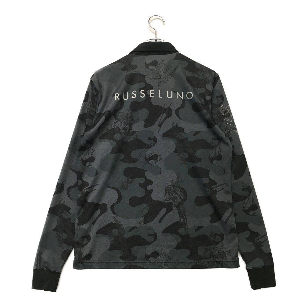 メンズ ラッセルノ RUSSELUNO 長袖ポロシャツ 5(L) グレー系 カモフラ