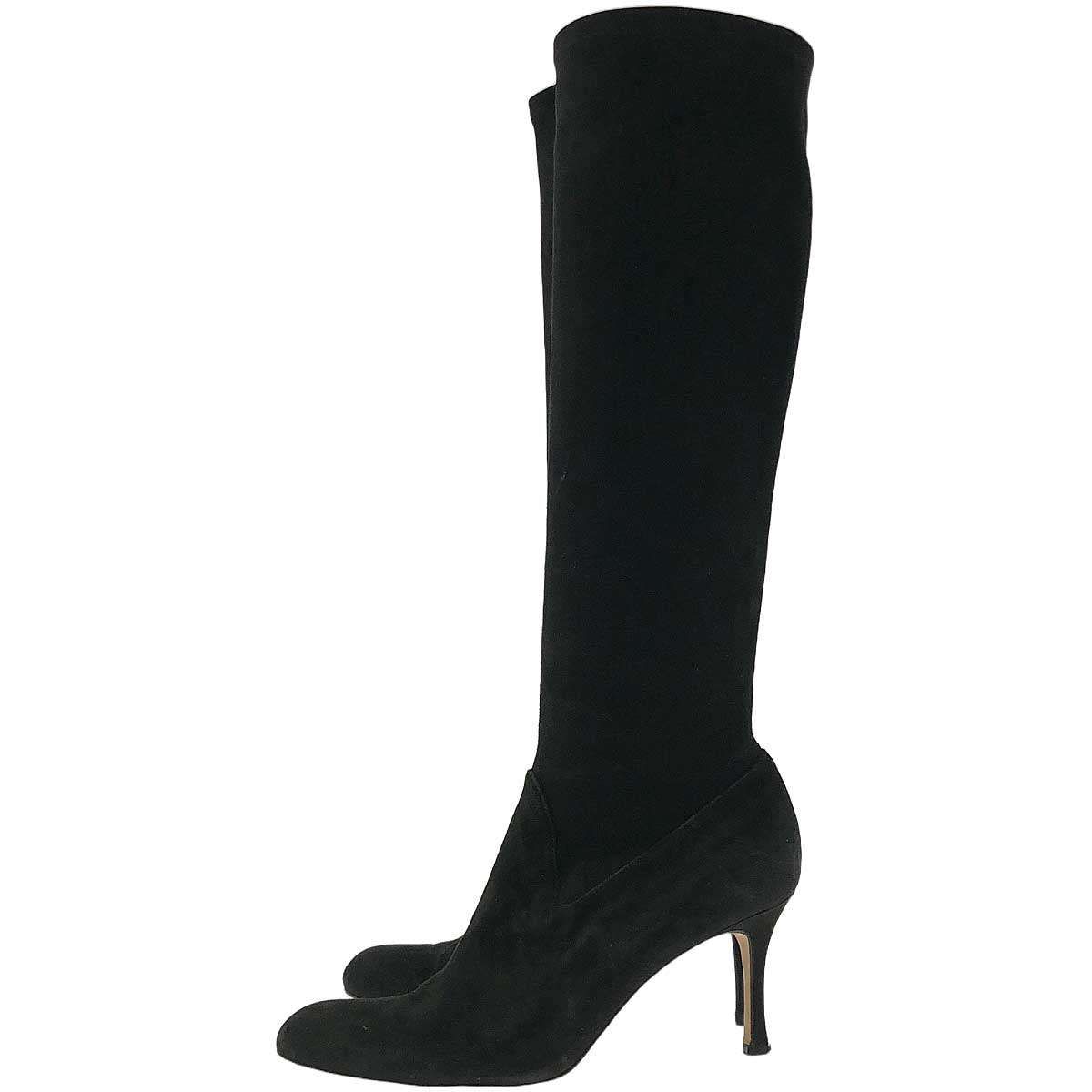 ★使用感少なめ★マノロブラニク ニーハイブーツ 36 ストレッチ スエード MANOLO BLAHNIK マノロブラニク スウェードストレッチブーツ ブラック