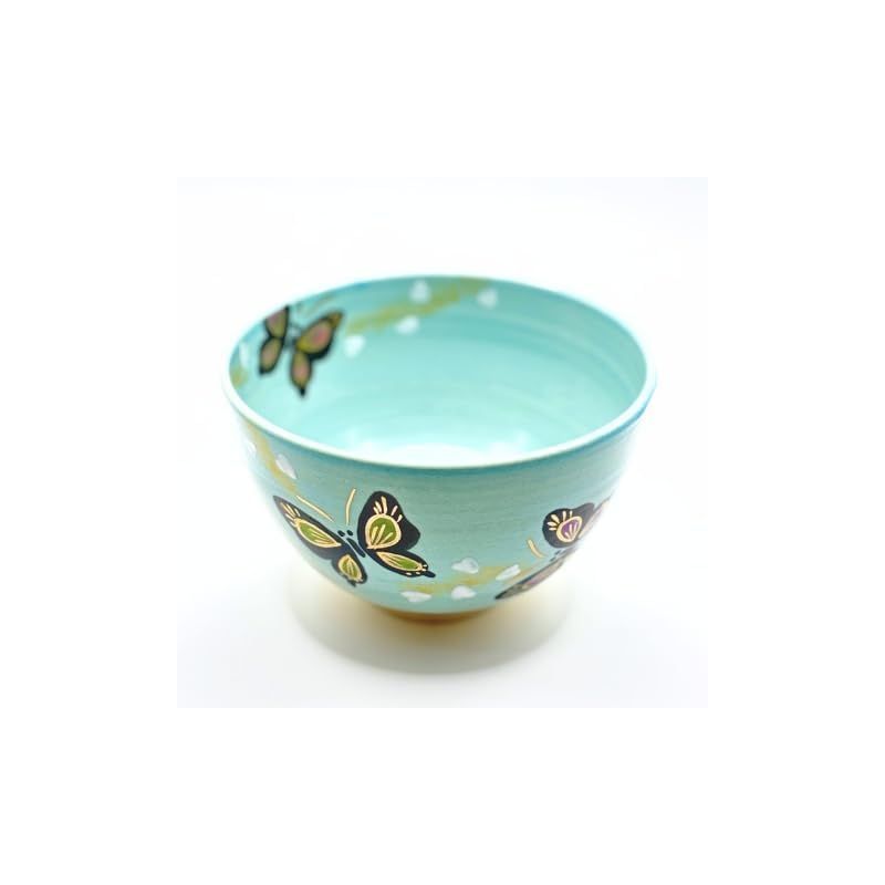 抹茶茶碗 抹茶碗 茶道具 茶碗 色絵 京焼 黒蝶 東山深山作