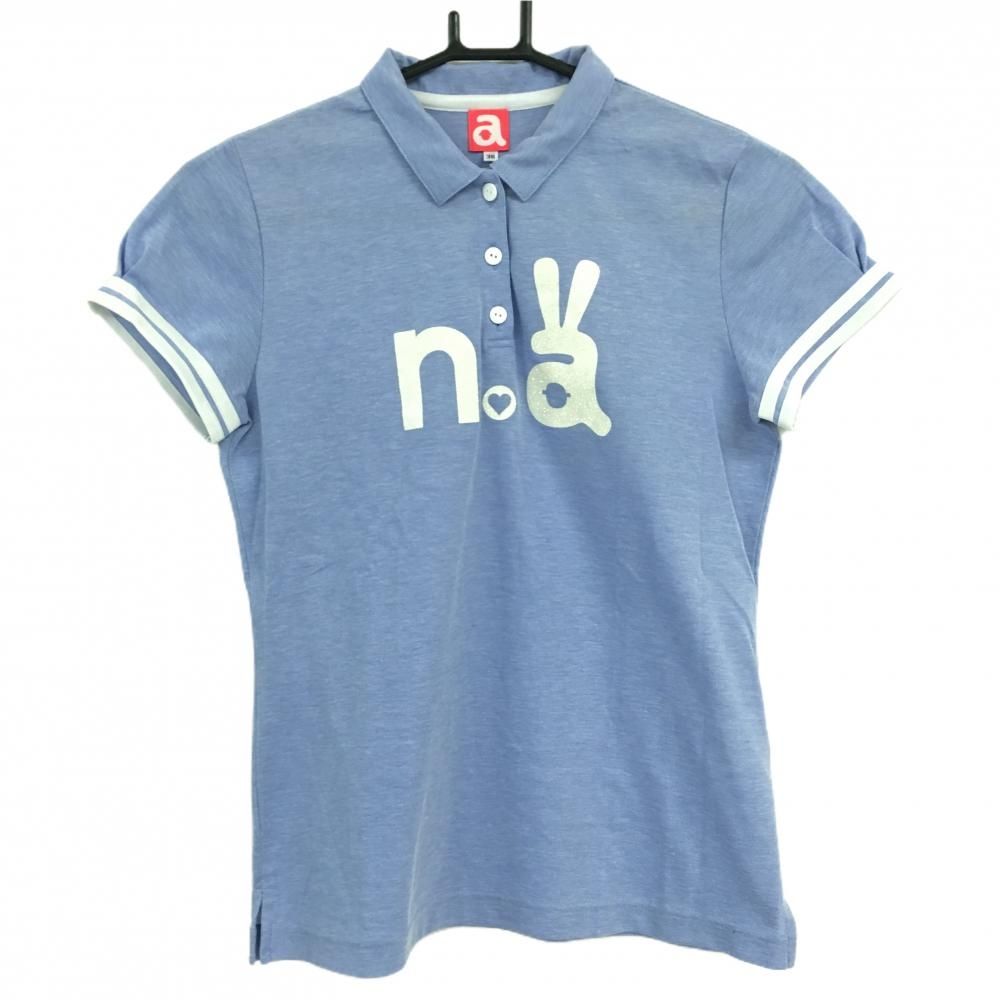 ☆値下げ☆アルチビオ 半袖ポロシャツ ブルー×白 ロゴラメ レディース