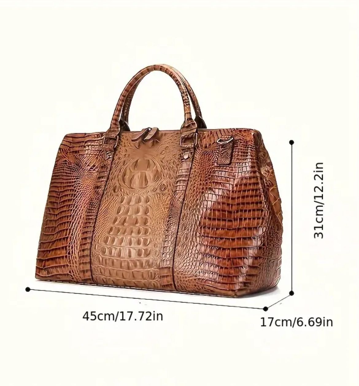 ブラウン クロコダイル風ビジネスバッグ Whatna 牛革 クロコダイル型押し ビジネス バッグ メンズ 手提げ