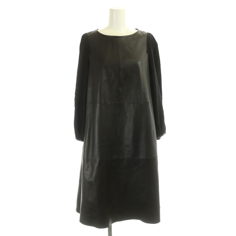 エンポリオアルマーニ EMPORIO ARMANI 切替レザーワンピース ひざ丈  