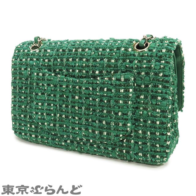 Chanel ショルダーバッグ ブラック/グリーン マトラッセ シャネル ショルダーバッグ チェーンバッグ コットン