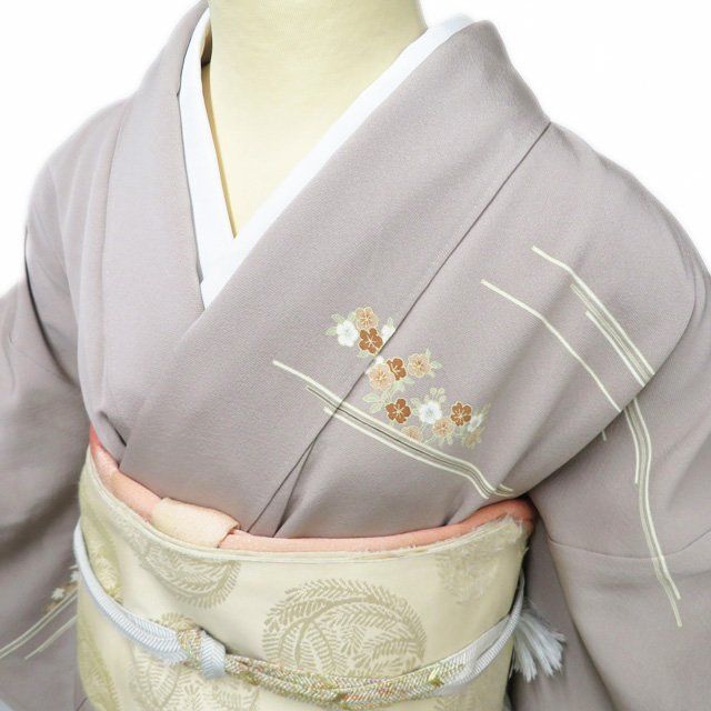 特選 本加工 訪問着 着物 中古 正絹 袷 三越 金駒刺繍 茶屋辻 茶