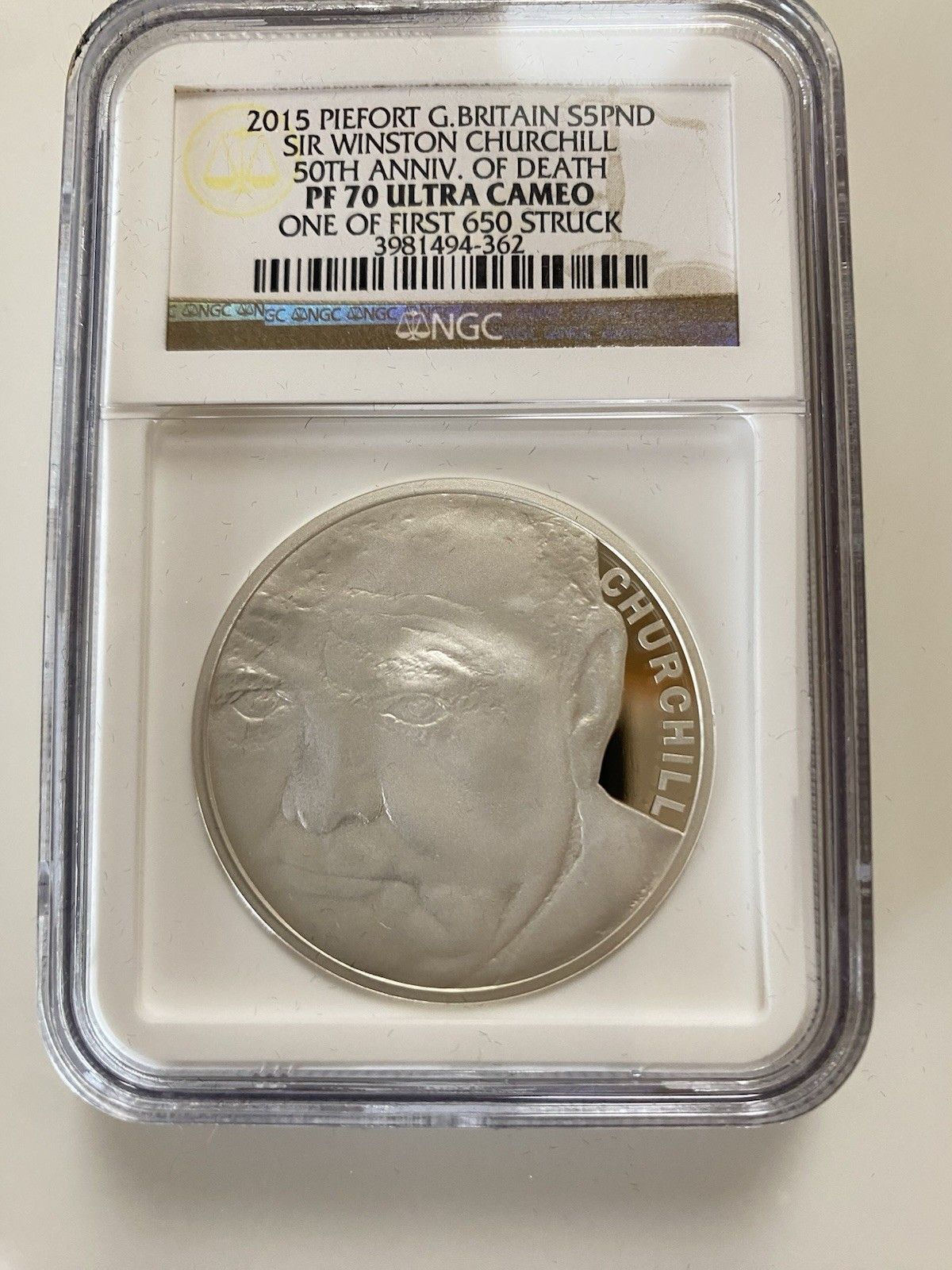 2015 Great Britain Silver Winston Churchill 50th Anniversary of his Death PF 70