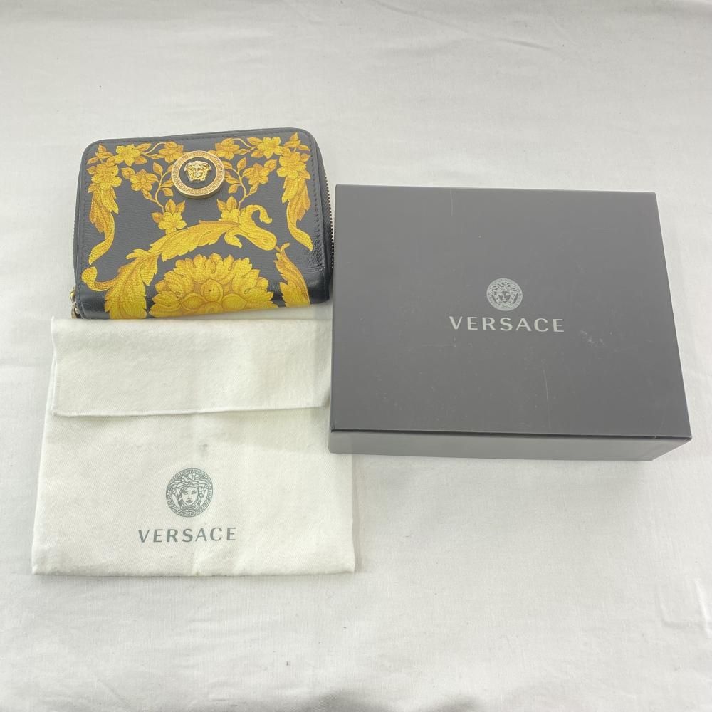 中古】VERSACE Barocco Wallet ブラック ヴェルサーチ バロッコ  