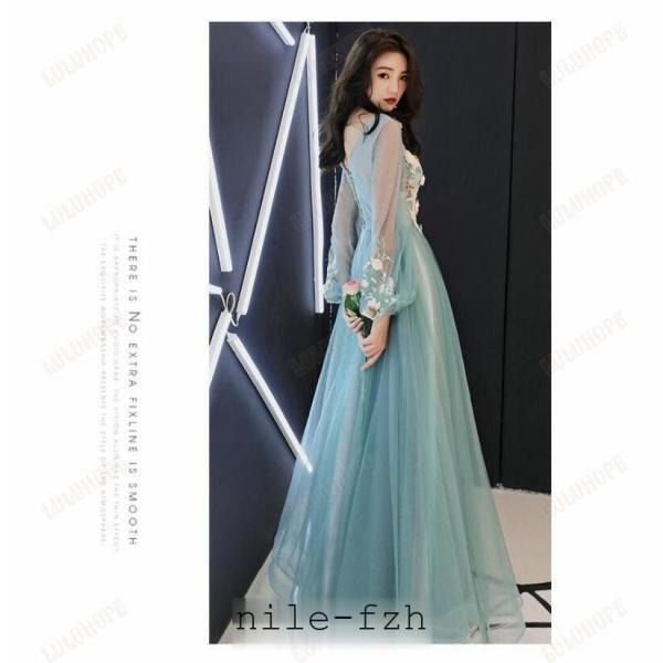 袖あり ウエディングドレス パーティードレス ロングドレス 結婚式 二次会 衣装 舞台 披露宴 演奏会 発表会 ピアノ 大きいサイズ イベント用 上品 大人 刺繍