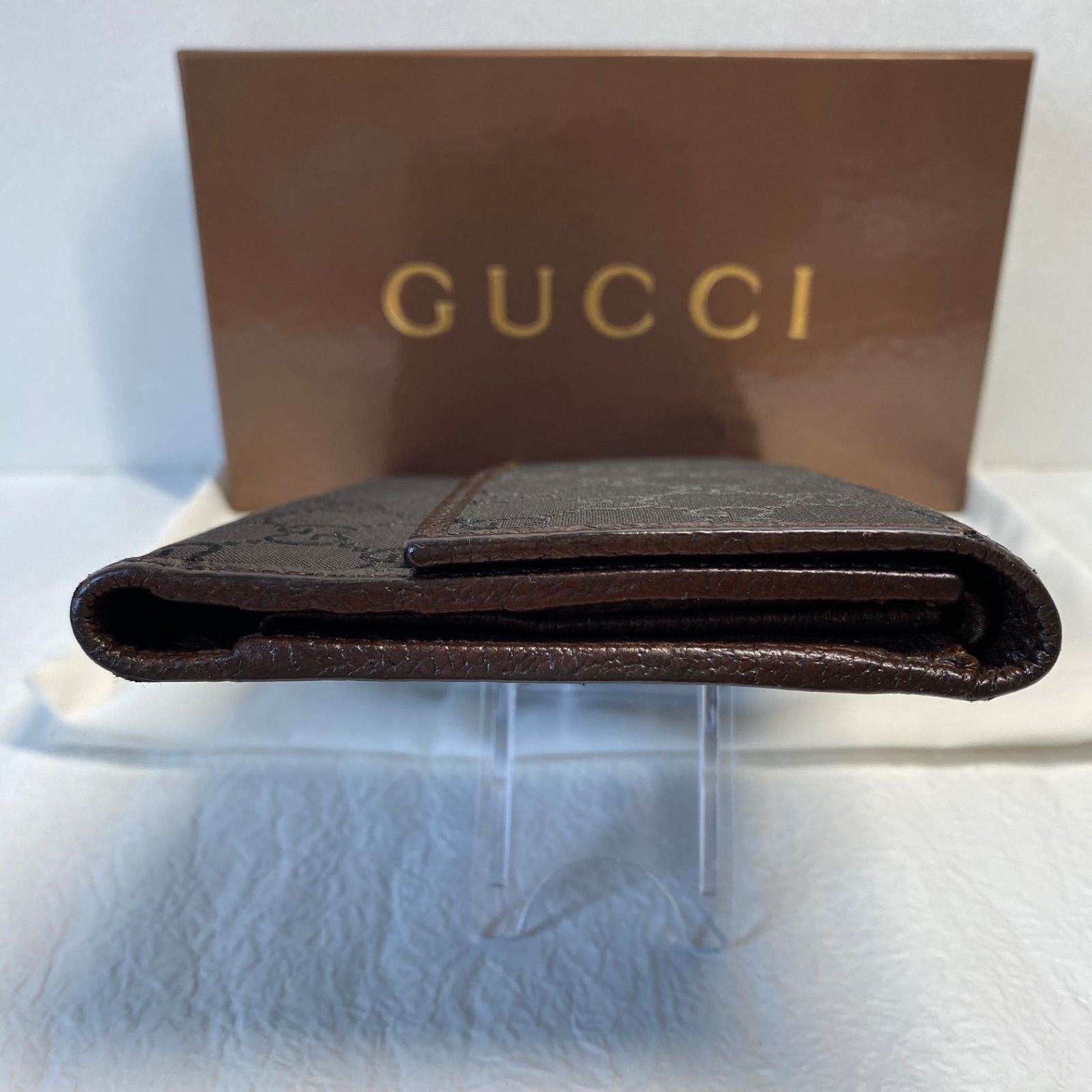 ?極美品?GUCCI GG柄長財布 ダークブラウン茶 シリアルナンバーあり 
