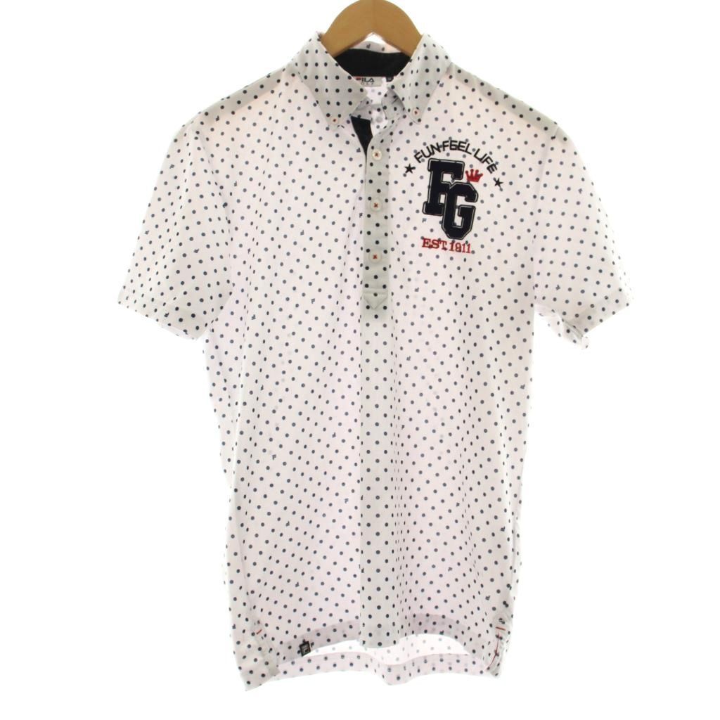 フィラ FILA GOLF ポロシャツ 半袖 ドット柄 M 白 ホワイト 紺