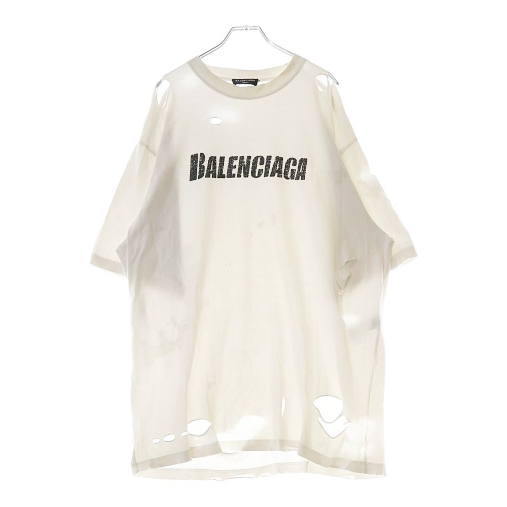 BALENCIAGA 21SS バレンシアガ　コットン　Tシャツ BALENCIAGA(バレンシアガ) ロゴ刺繍Tシャツ612966 612966 グレー