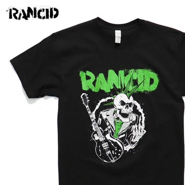 人気のバンドT希少品ランシド【RANCID】Guiter ロックT Tシャツ ブラック M～XLサイズ 送料無料 rock-ran-guiter-m-blk