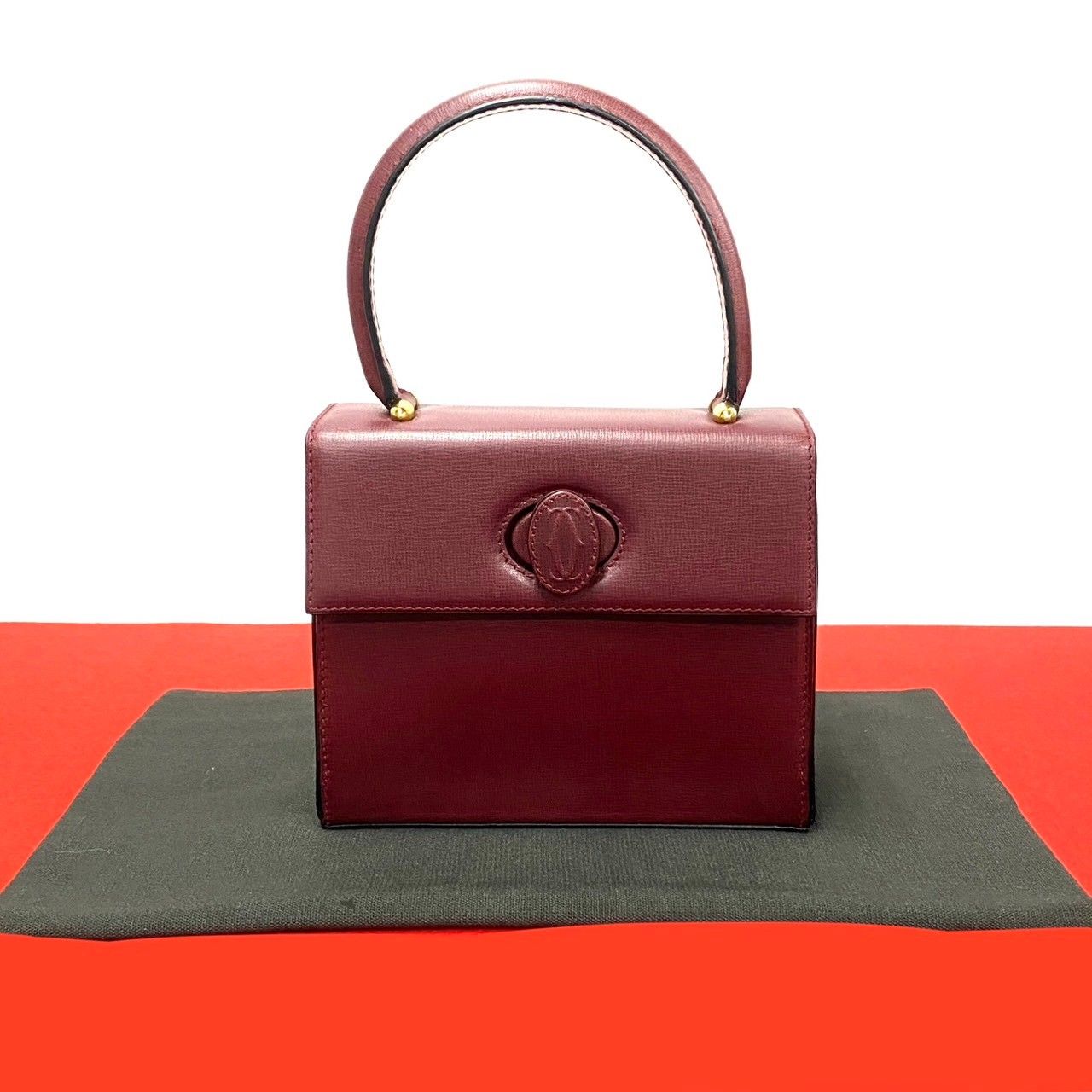 美品✨ Cartier カルティエ ハンドバッグ レザー ボルドー レディース Cartier カルティエ ハンドバッグ 手提げ レディース