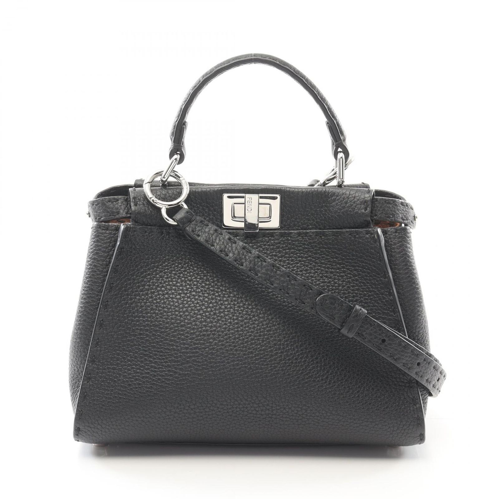 フェンディ FENDI ハンドバッグ ミニピーカブー 8BN244 ブラック レザー セレリア ピーカブー ミニ レディース Used A
