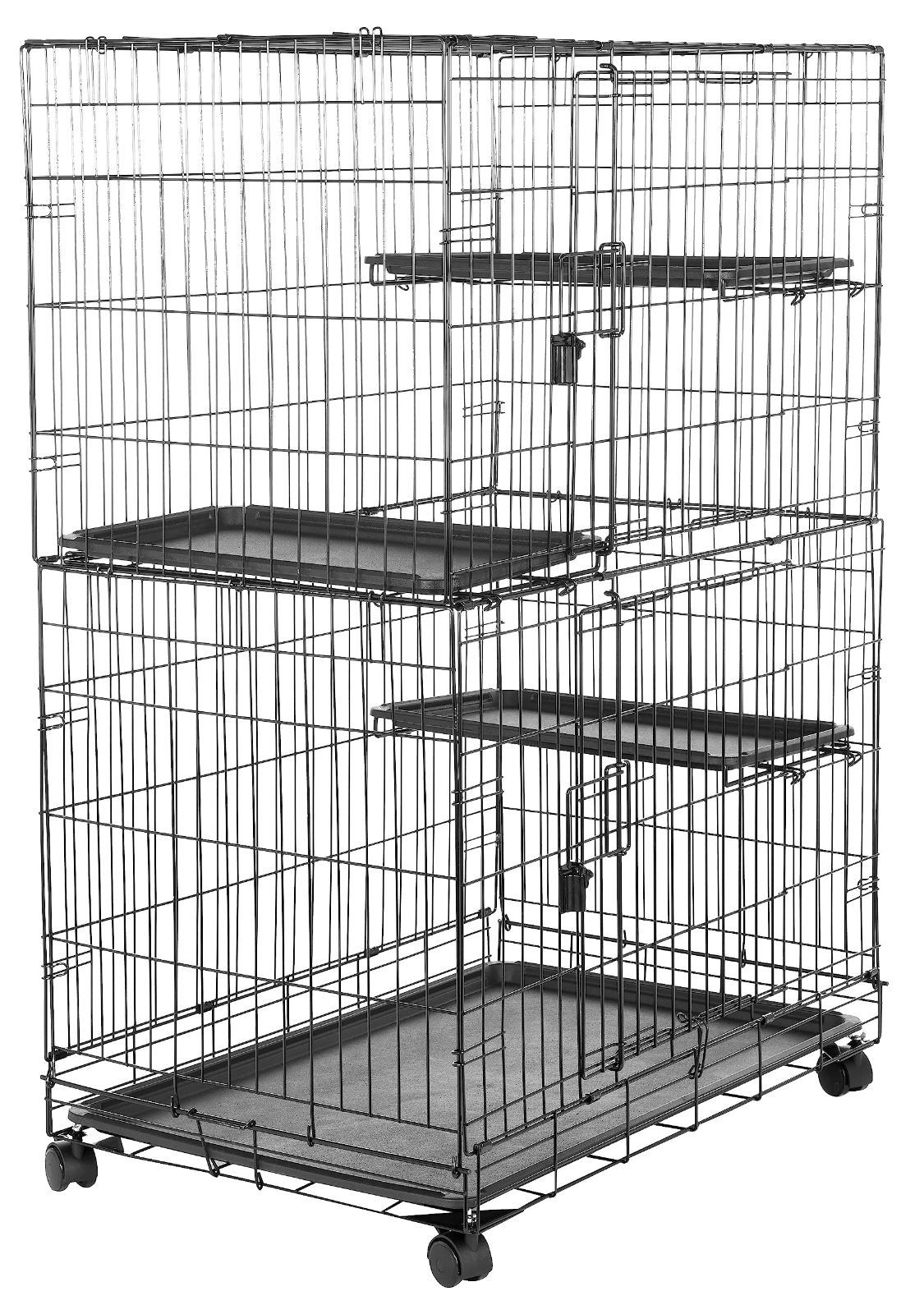 新着商品 大型 キャットケージ 3段 幅91 x 猫ケージ 奥行57 x 高さ129cm ベーシック 折り畳み式 ブラック