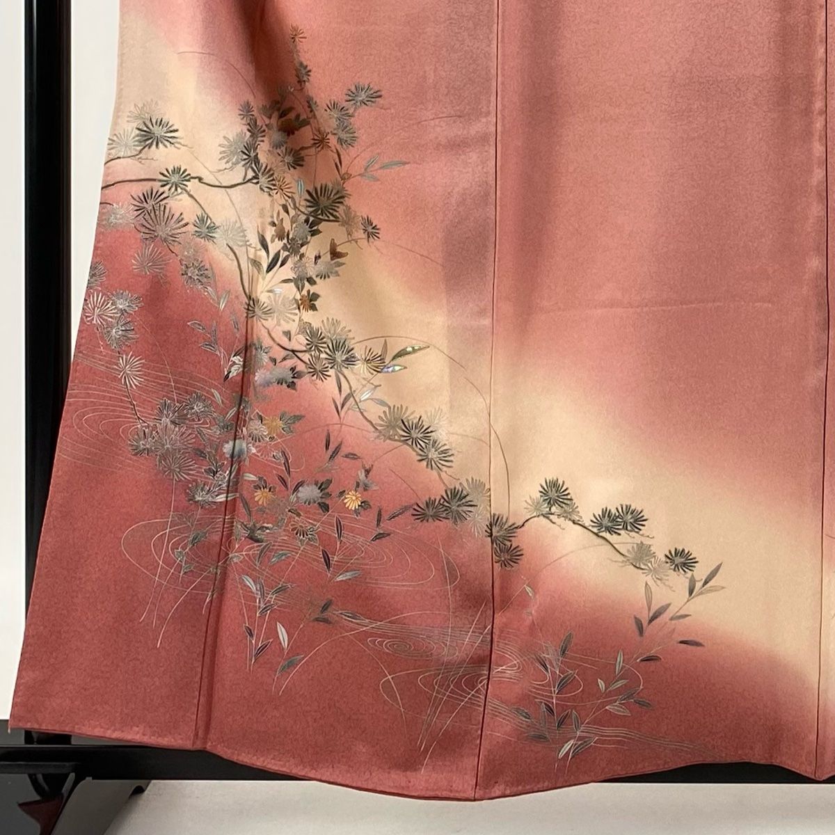 バイセル 着物 美品 名品 付下げ 青 やまと誂製 草花 鳥 動物 正絹 袷 158cm Lサイズ ☆☆☆☆ 付下げ 身丈162cm 裄丈68.5cm L 袷 草花 金糸 刺繍 サーモンピンク