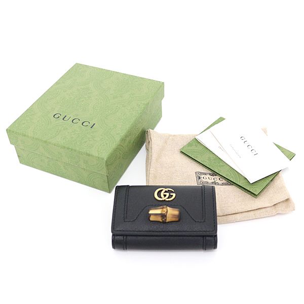 GUCCI グッチ ダイアナ キーケース ブラック 658636 バンブー レザー  