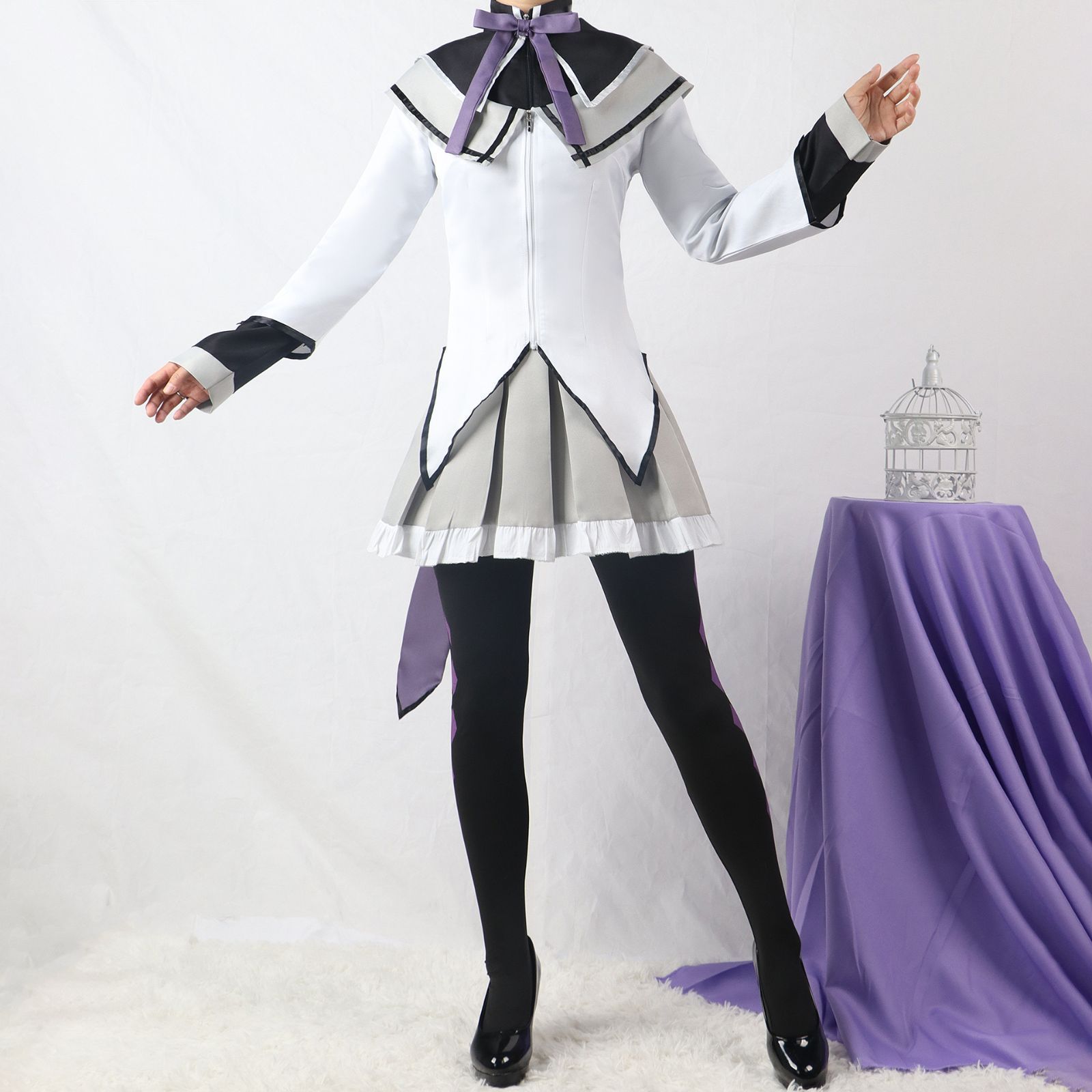 新品 暁美ほむら 開戦服 コスプレ 衣装 ウイッグ付き 魔法少女