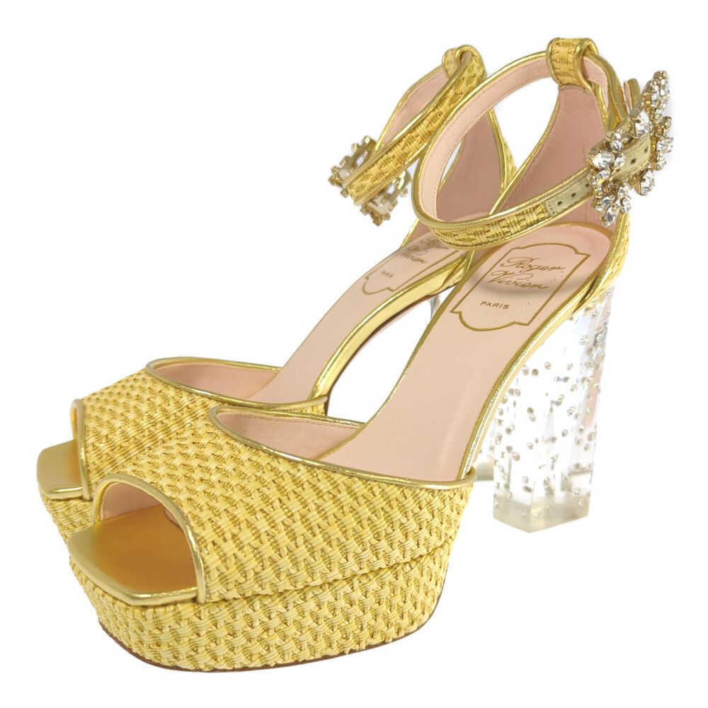 Roger Vivier ロジェヴィヴィエ ビジューバックル クリアヒール サンダル 靴|RVW62030760P8Y1T31|36|ゴールド|プレゼント 春夏 ♀ A レディース 581580