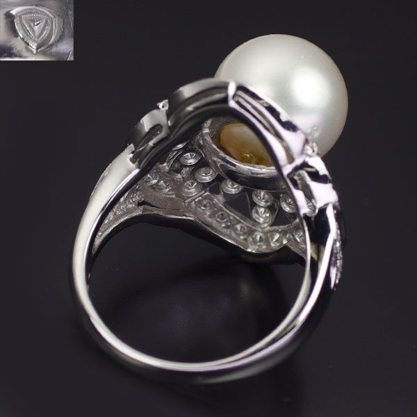 値下げ不可Pt.900アンブローズ上質黒蝶真珠リング#13 Pt.900アンブローズ上質黒蝶真珠リング#13 値下げ不可Pt.900アンブローズ