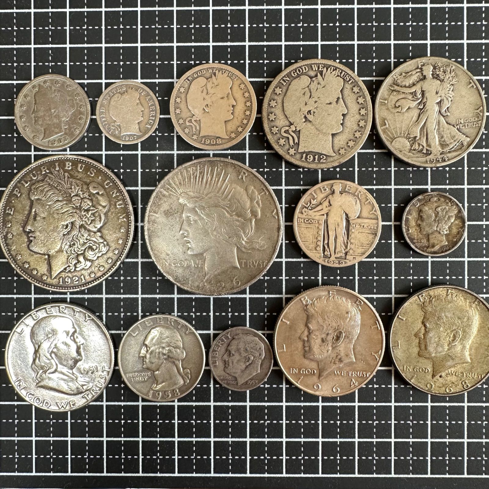 【銀貨.999】アメリカ海兵隊 記念硬貨 ターンタバーン 証明書付き アメリカ銀貨まとめ 1890年代～1960年代 モルガン・ピース