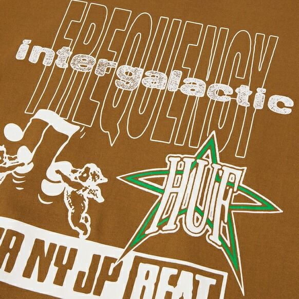 HUF Intergalactic Frequency L/S T-Shirt Mud XXL Tシャツ 送料