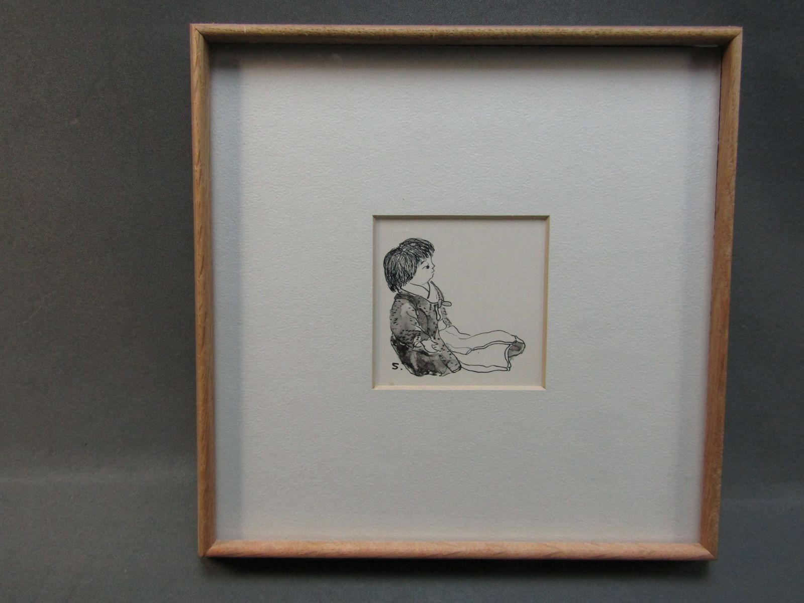 小さな ペン画 水彩画 「少女」 石川すみ 額装品 - メルカリ