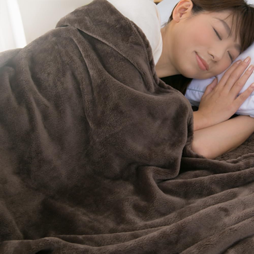【特価商品】毛布 ダブル 薄手 ブラウン 洗える アイリスプラザ 暖かい 冬 ブランケット フランネルファイバー 180×190cm