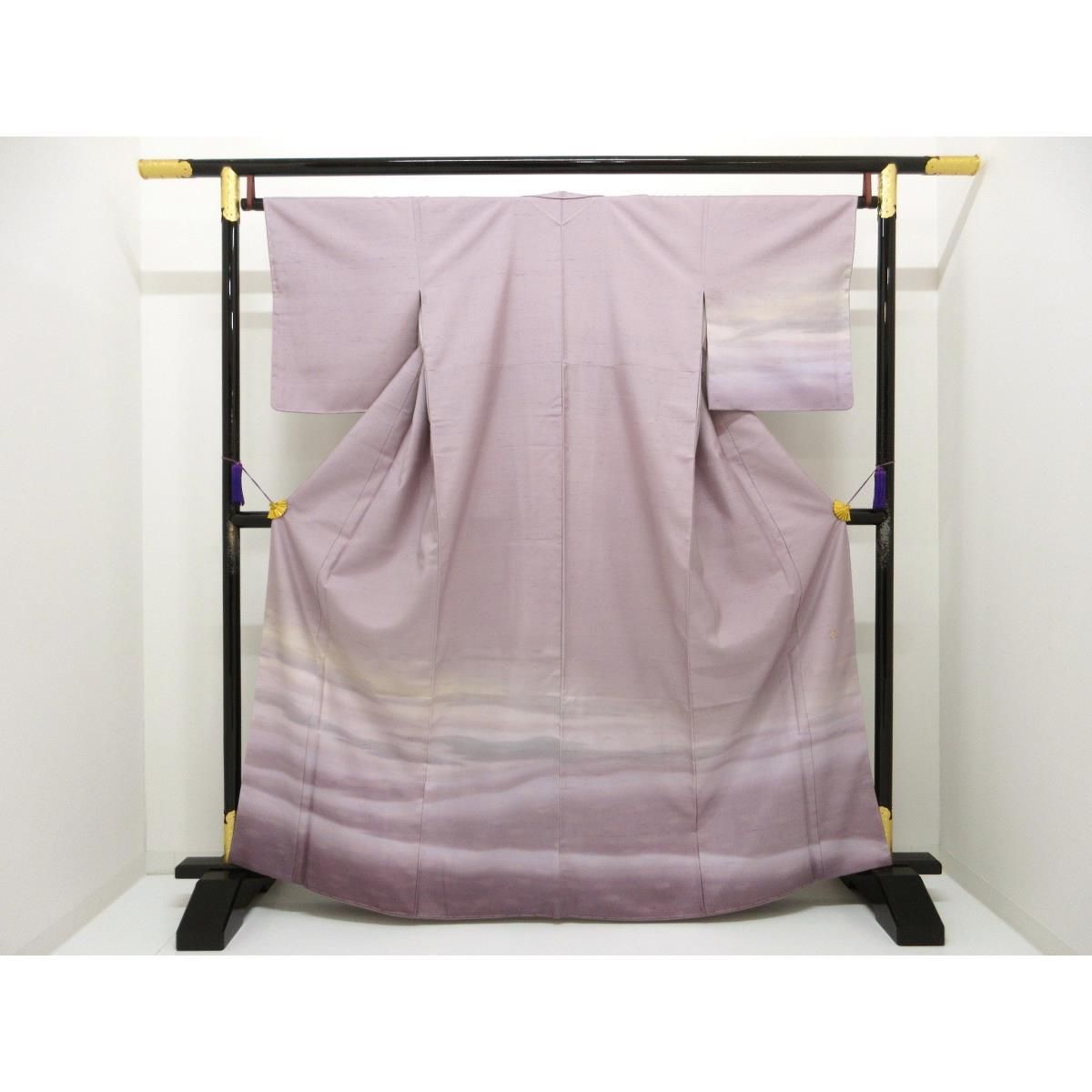 ♥品 訪問着 牛首紬 ボカシ染 身幅２Ｌ寸