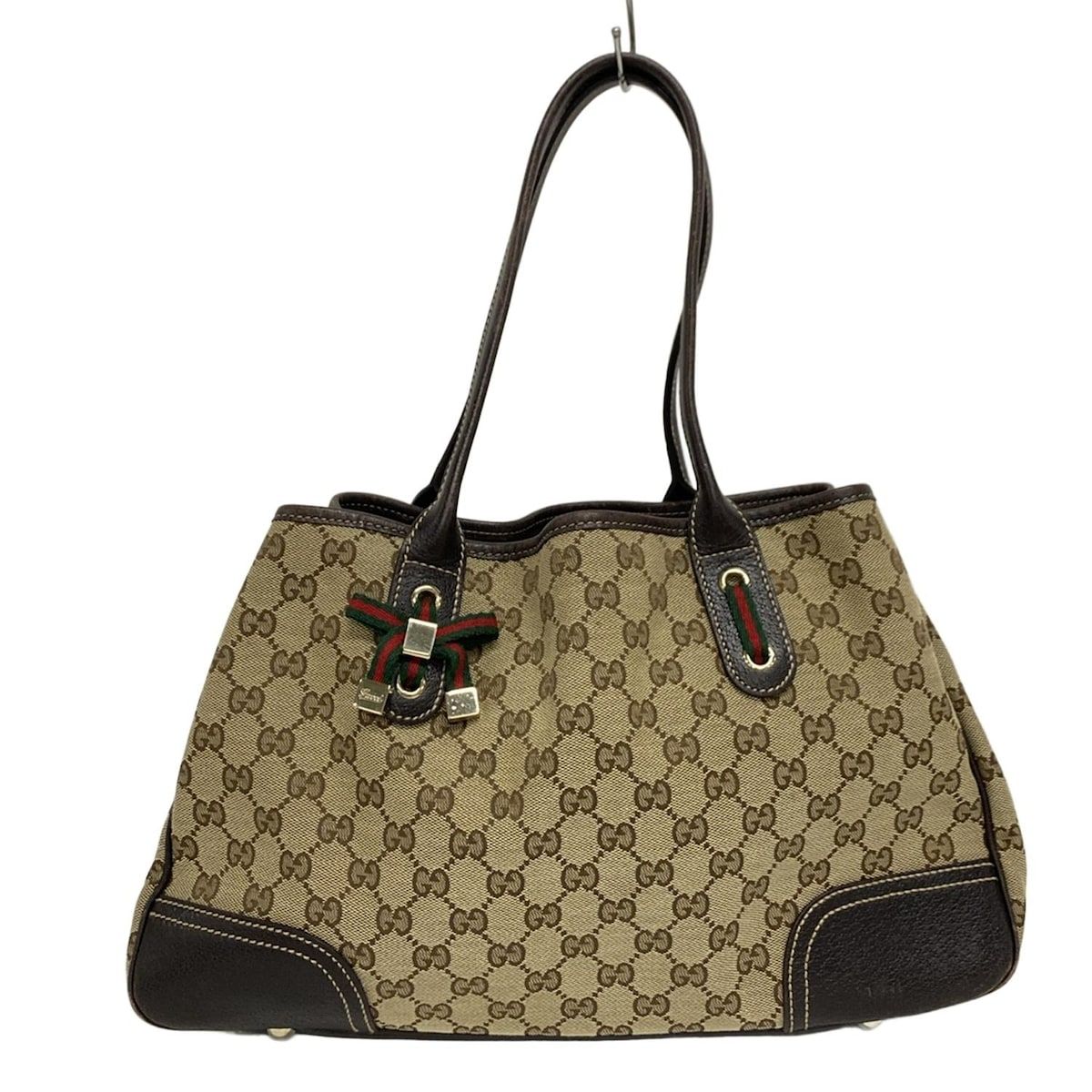 GUCCI グッチ トートバッグ プリンシー 163805 ベージュ×ダークブラウン×マルチ レザー