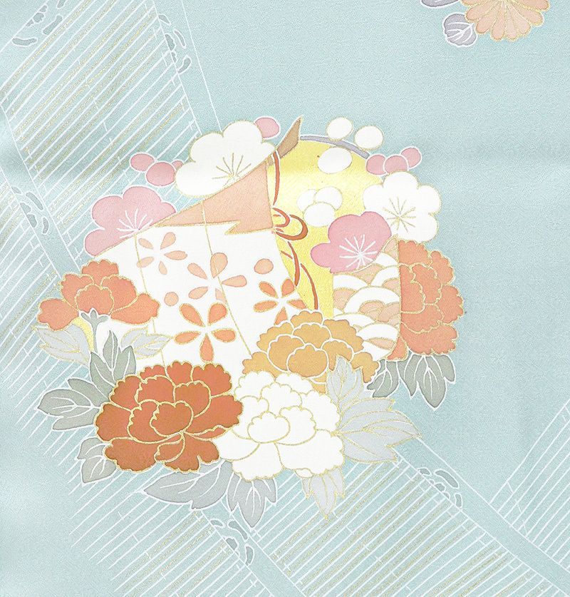 新品☆最高級正絹（祝着）特選京友禅手描き美術特選染刺繍入り王朝横段豪華四季花筏文 新品☆最高級正絹（祝着）特選京友禅手描き美術特選染刺繍入り王朝横段