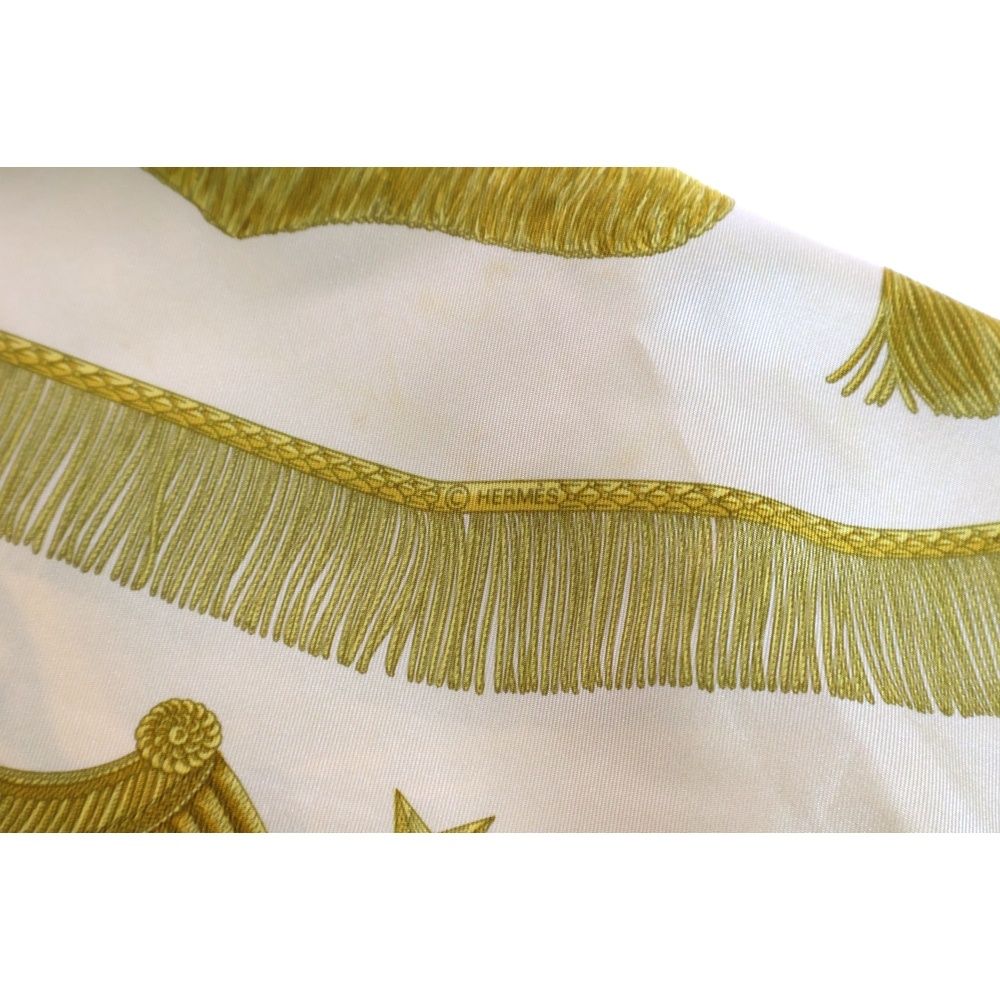 HERMES (エルメス) カレ90 シルク サーベル飾り袋 イエロー マルチ  