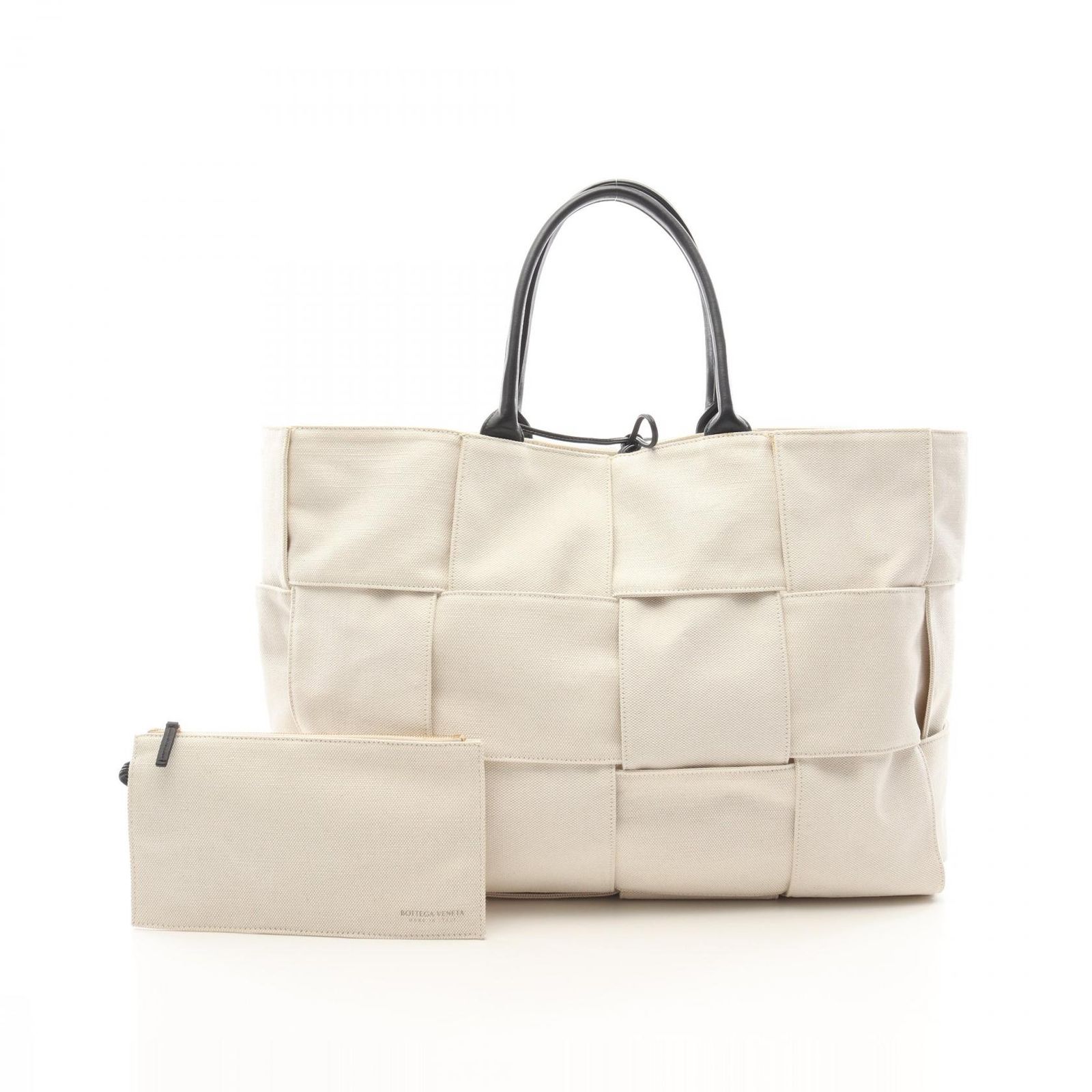 ボッテガヴェネタ BOTTEGA VENETA トートバッグ THE ARCO TOTE アルコ ラージ イントレチャート 614487 アイボリー キャンバス レザー アルコ トートバッグ ラージ メンズ Used B