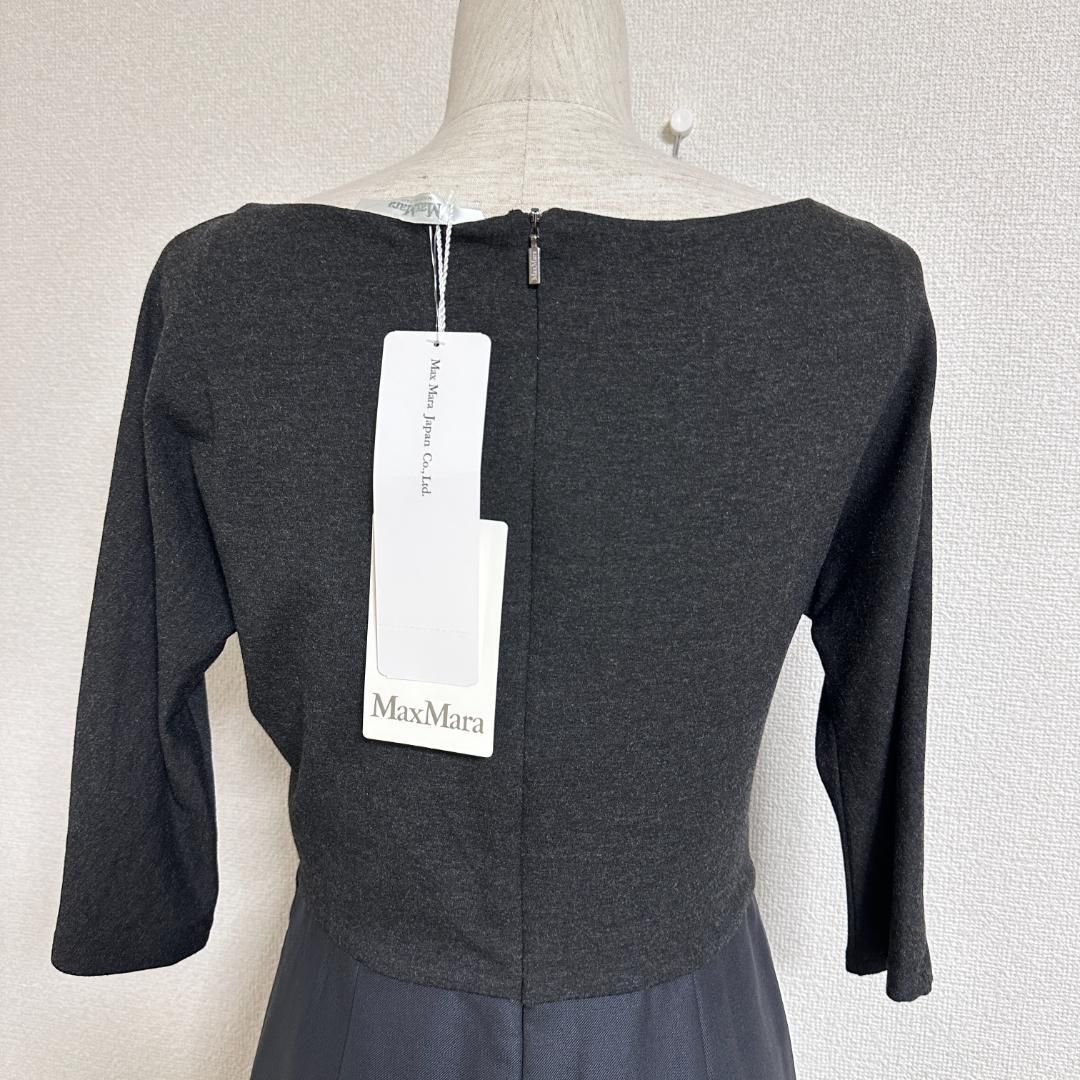 タグ付 Max Mara イタリア製 ドッキングワンピース 7分袖 42 白タグ WWW_MORNINGWALKER_COM