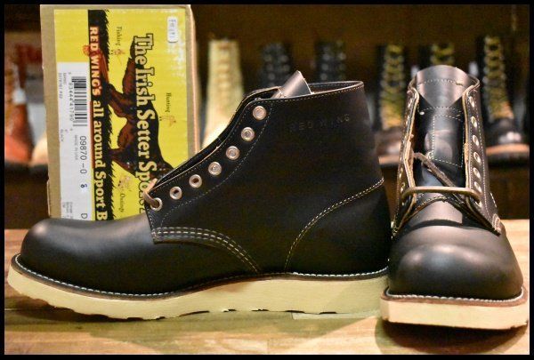 【8D 未使用 14年】レッドウィング 9870 アイリッシュセッター クローンダイク プレーントゥ ブラック 黒 ブーツ redwing HOPESMORE【FH191】