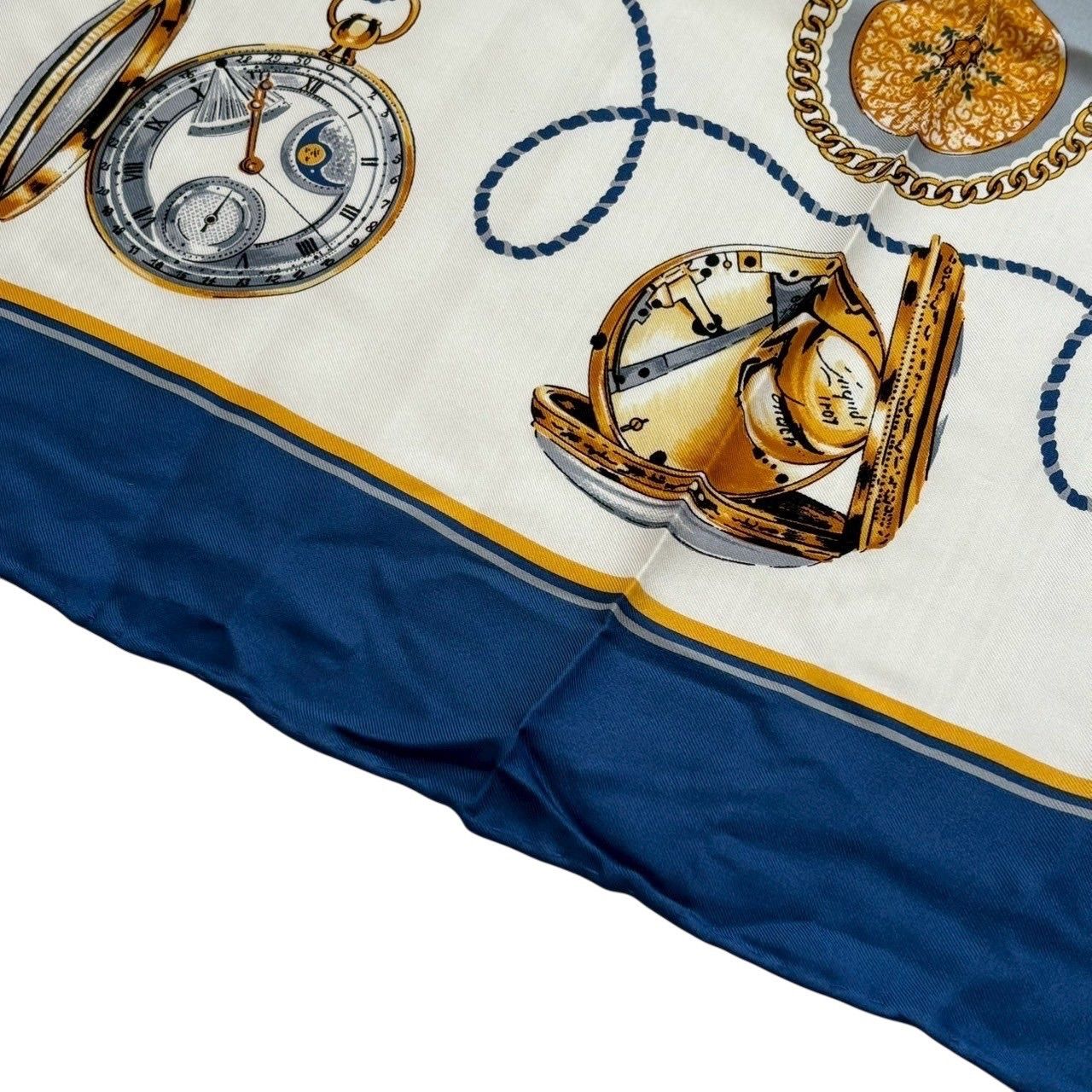 ROLEX ロレックス ノベルティスカーフ 白 青 シルク ジュエリー