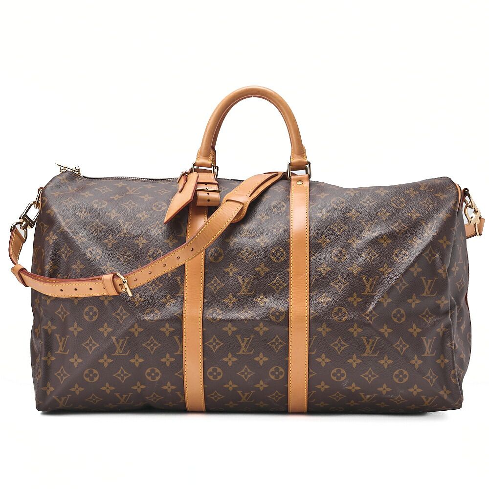 LOUIS VUITTON ルイヴィトン モノグラム キーポル ハンドリエール 55 ボストンバッグ ブラウン ゴールド金具 ショルダーバッグ 送料無料