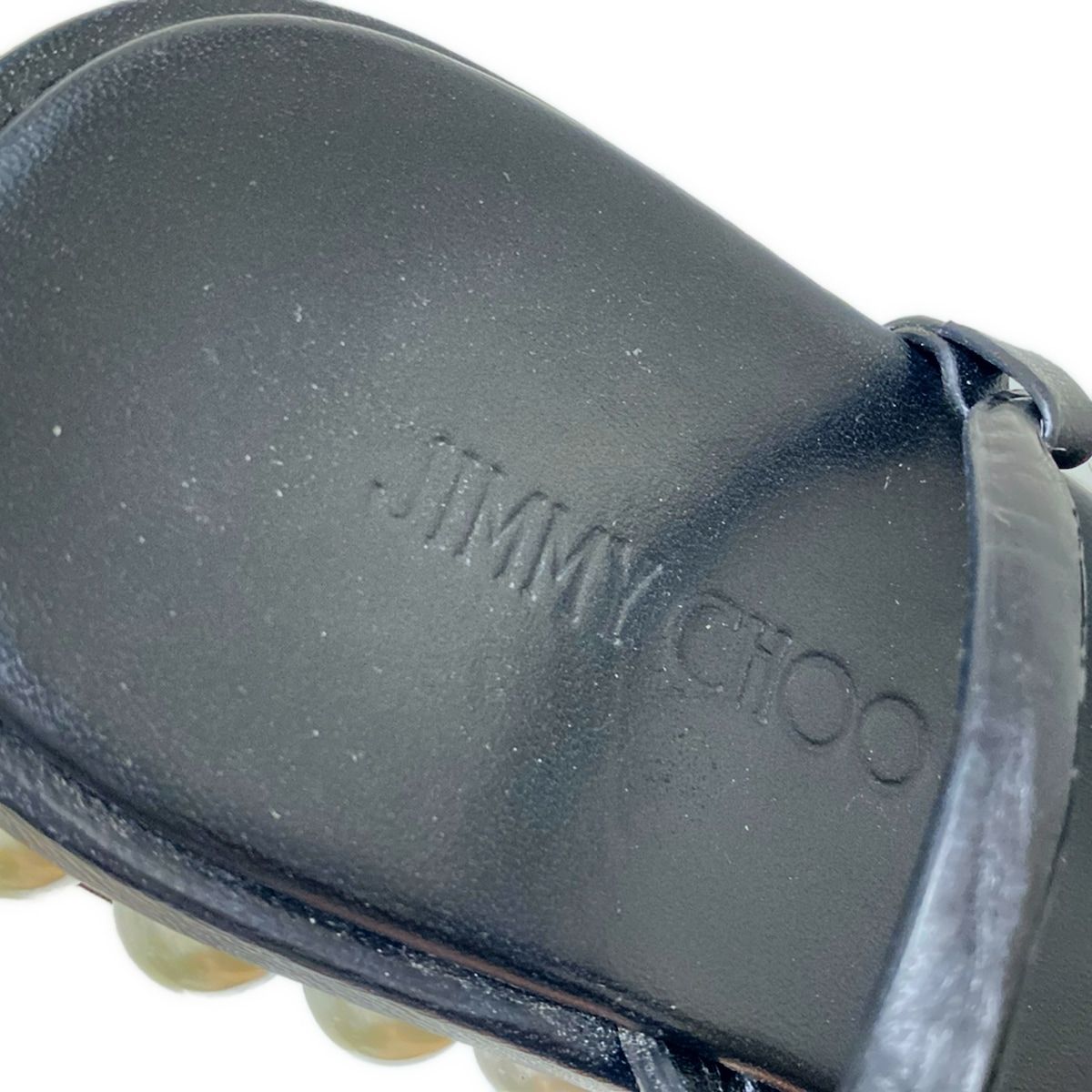 ジミーチュウ サンダル　パール　黒 JIMMY CHOO(ジミーチュウ) サンダル 38 レディース - 黒 パール