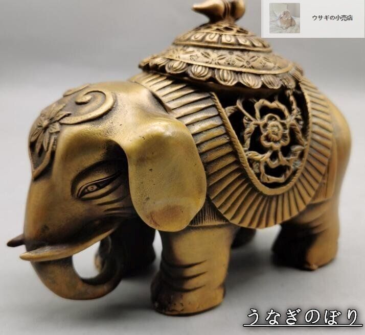 美品・未使用新品】 純銅象の香炉の置物 旧蔵 清代 景泰藍