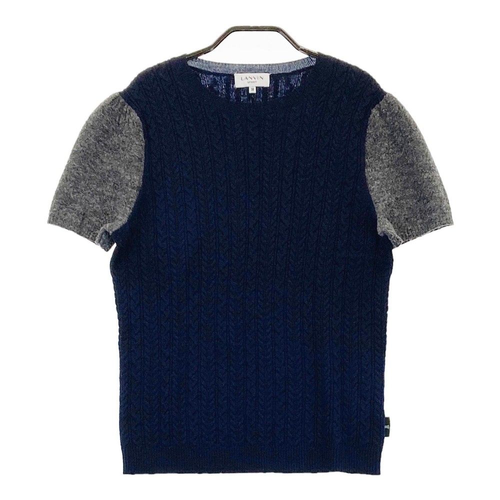 サイズ：38 LANVIN SPORT ランバン スポール  ウール 袖切替 半袖ニットTシャツ  ネイビー系 [240101340077] ゴルフウェア レディース ストスト