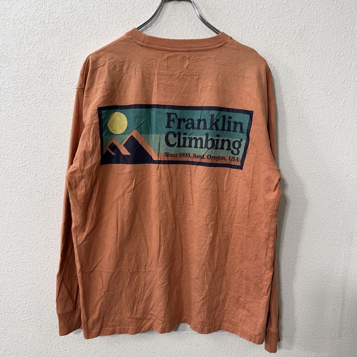 Franklin Climbing 長袖 プリントTシャツ M～ オレンジ フランクリンクライミング コットン100% ロンT カットソー トップス 秋物 a709-6690