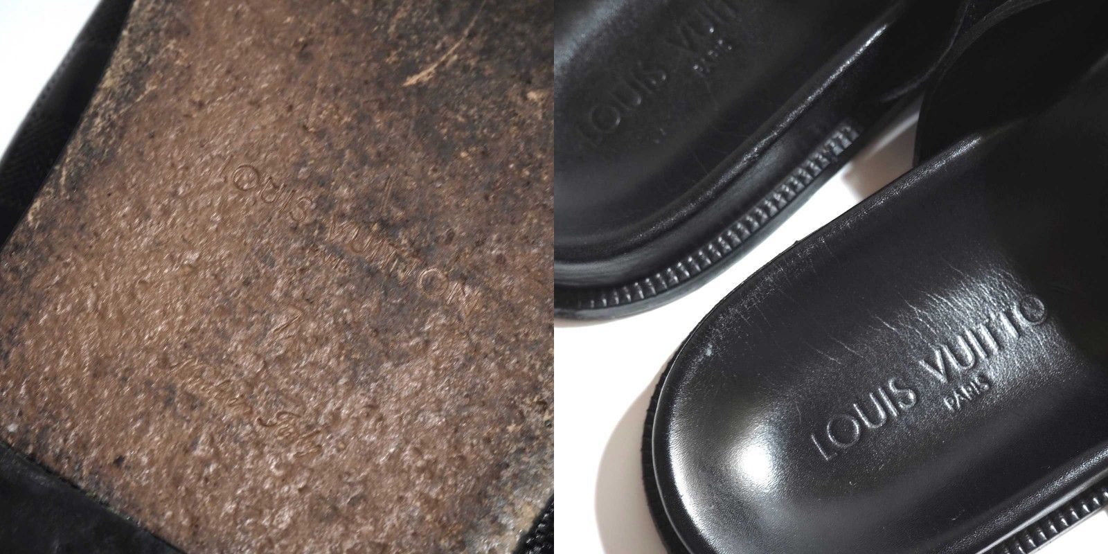 LOUIS VUITTON ダミエ レザーサンダル 7 ブラック バックル 良品 ルイヴィトン Louis Vuitton ダミエ レザー サンダル 7