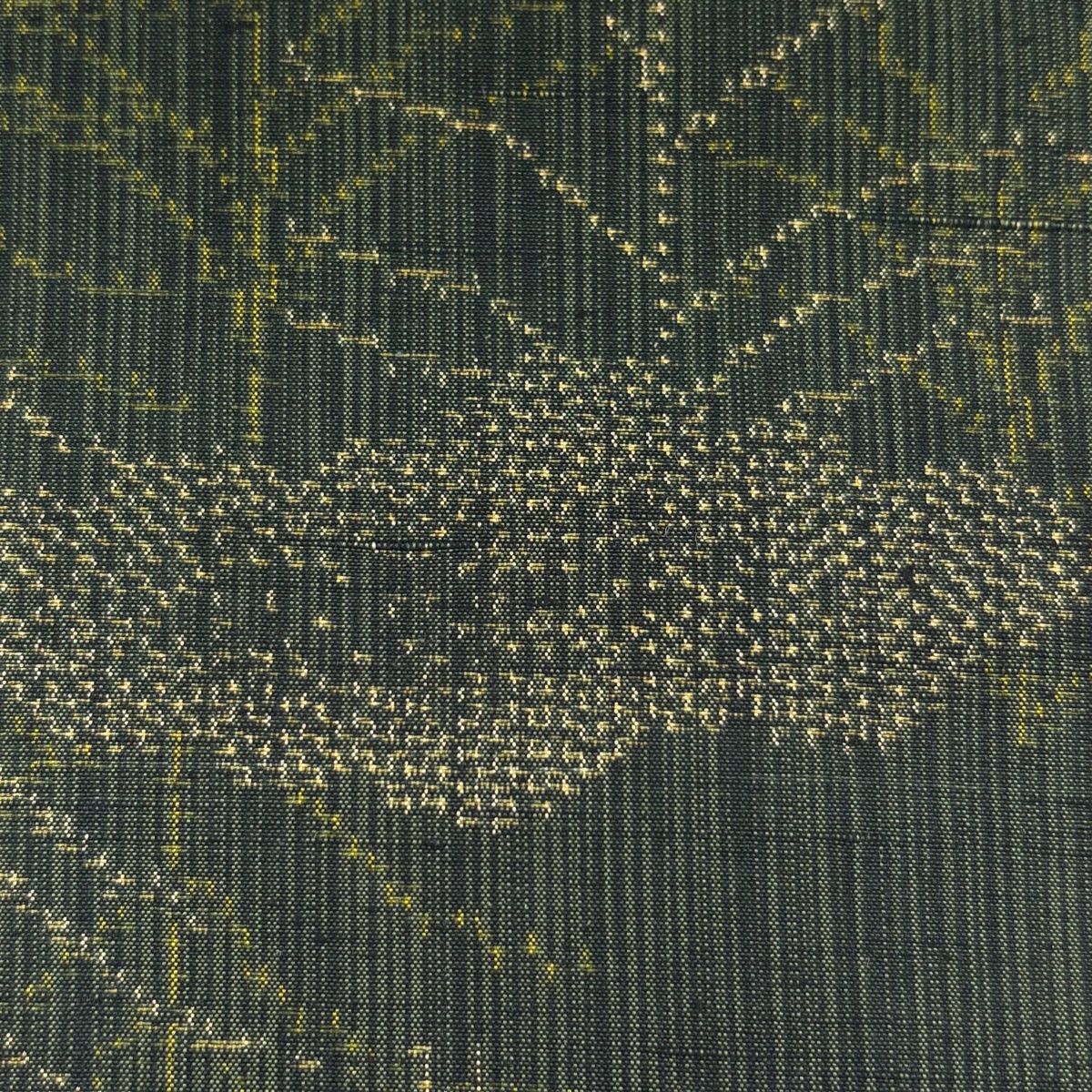 反物 秀品 紬 証紙 深里登紬 雲文 葉柄 深緑 正絹