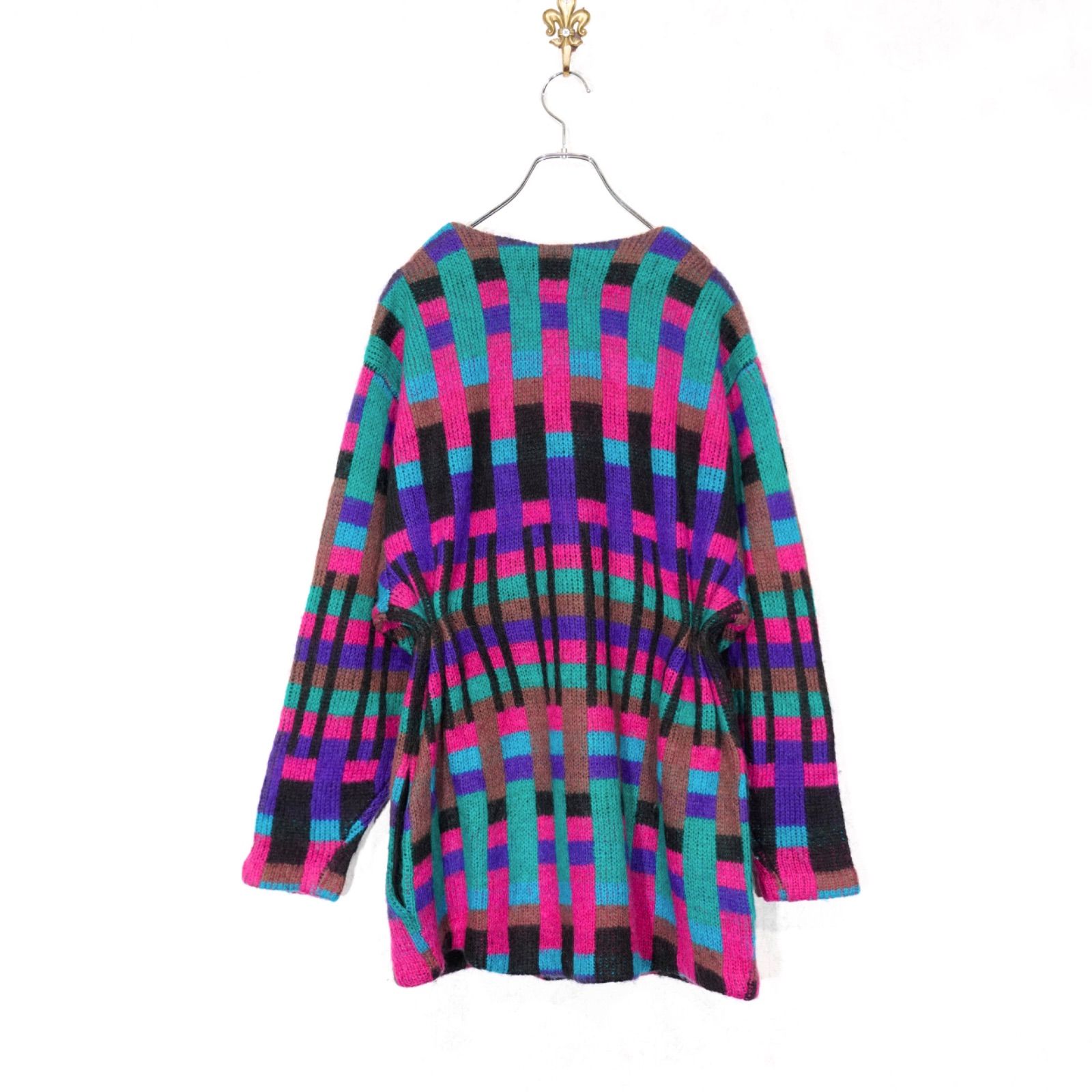 SPECIAL ITEM USA VINTAGE MICHAEL CAROL COLORFUL PATTERNED DESIGN MOHAIR KNIT JACKET アメリカ古着カラフルパターンデザインモヘアニットジャケット GULLKHAN_COM