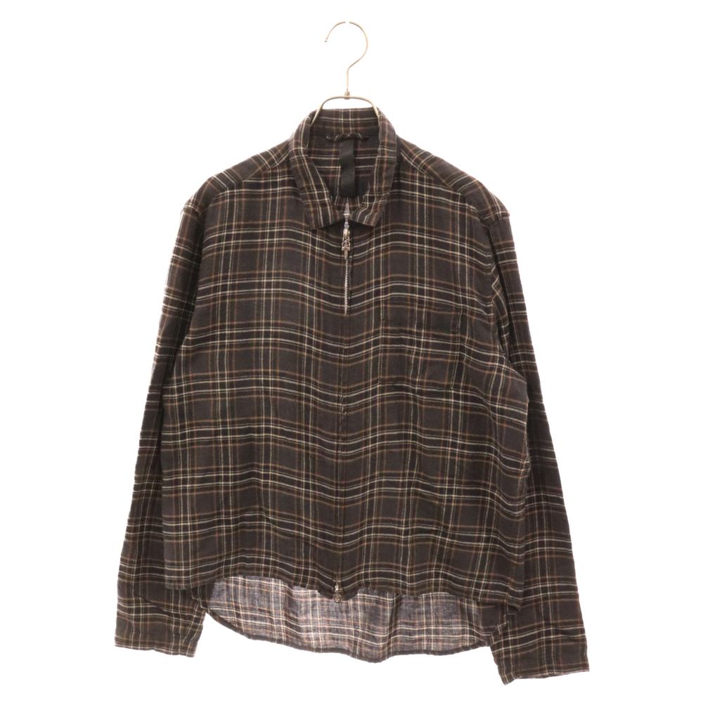 CHROME HEARTS クロムハーツ HEYWOOD ダガージップ チェック柄長袖シャツ ブラウン CHROME HEARTS (クロムハーツ) HEYWOOD ダガージップ チェック柄長袖