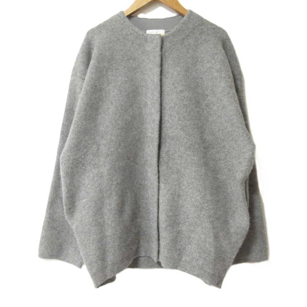 24AW Loungedress ラウンジドレス ノー 接結ニットコート カーディガン LDZ1042208A0011 サイズF グレー レディース 古着