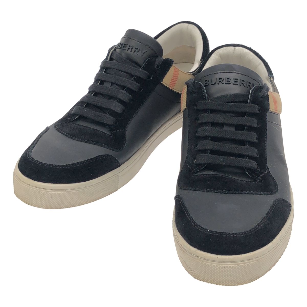 BURBERRY バーバリー NEW REETH LOW ラバースウェードコンビノバチェックスニーカー ブラック 41