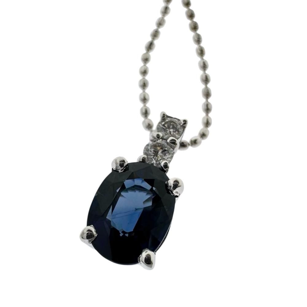 ネックレス サファイヤ・18K サファイア 1.02ct ダイヤモンド 計0.06ct ネックレス K18WG